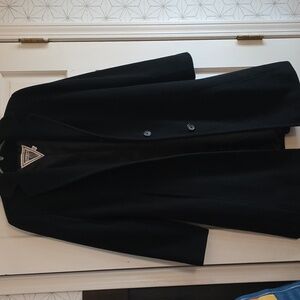 Vintage Marvin Richards Womens Black Cashmere Wool Blend Trench Coat 2P